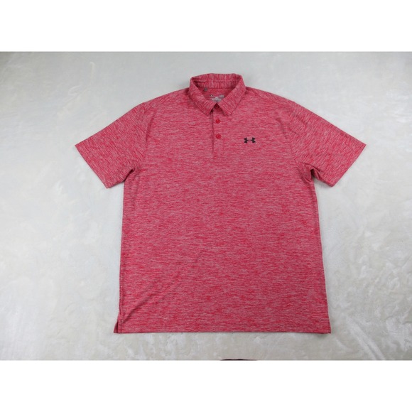 Under Armour Polo Shirt Mens Large Red Loose Lightweight Heat Gear Golf Casual - Picture 1 of 9